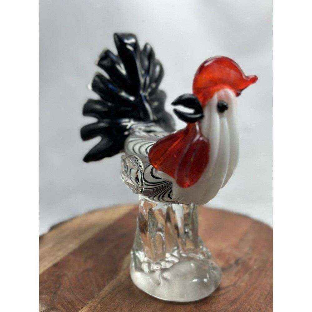 Art Glass Blown Rooster Chicken Cottagecore Figurine Collectible Farmhouse
